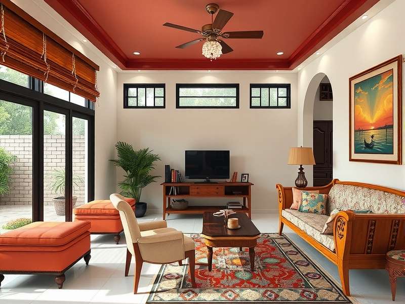 Dream Home Designer Gujarati style home with colorful decor and wooden furniture