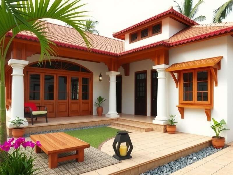 Dream Home Designer Kerala home design with courtyard and traditional wooden elements
